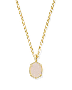 Daphne Gold Pave Frame Short Pendant Necklace in Iridescent