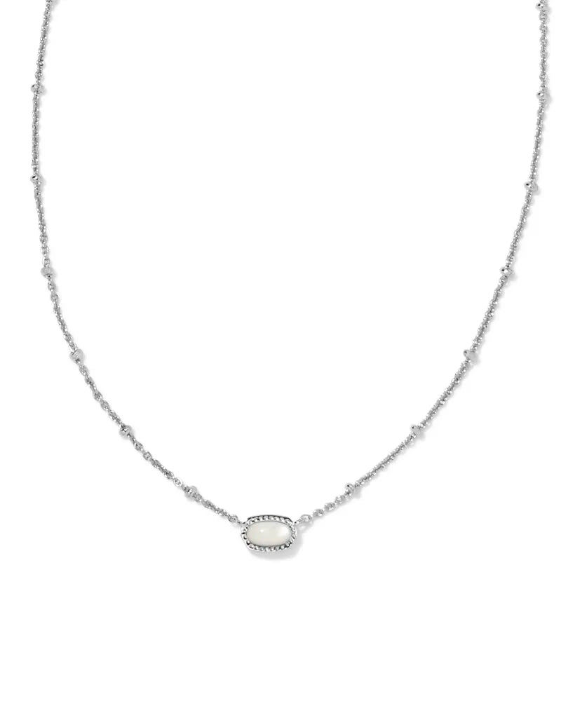 Mini Elisa Silver Satellite Short Pendant Necklace in Ivory