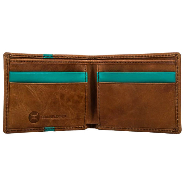 "Tonkawa" Bifold Tan w/Turquoise Aztec