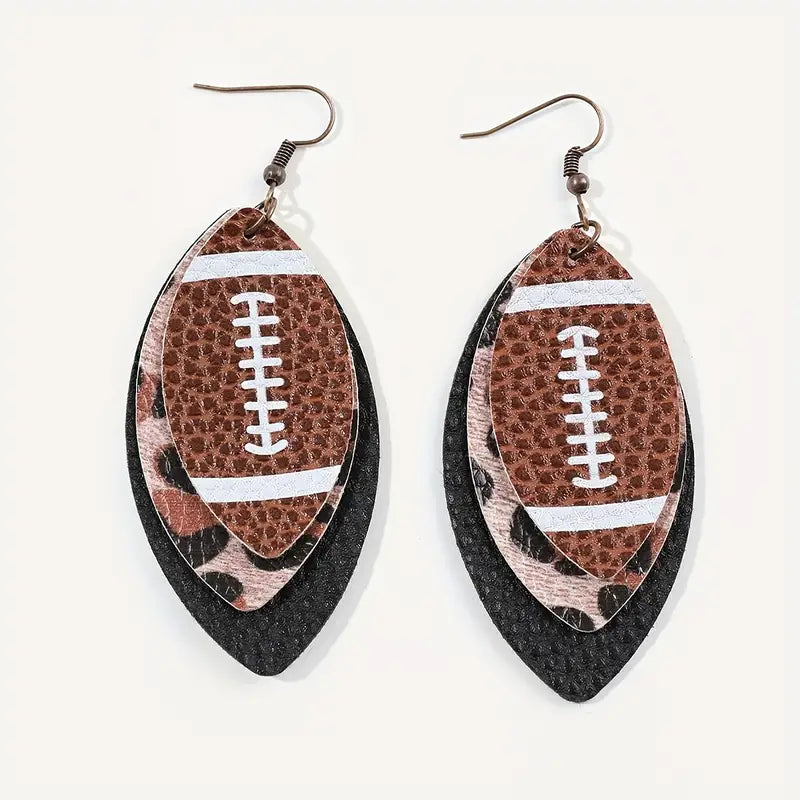 Leopard Football Stacked Earrings