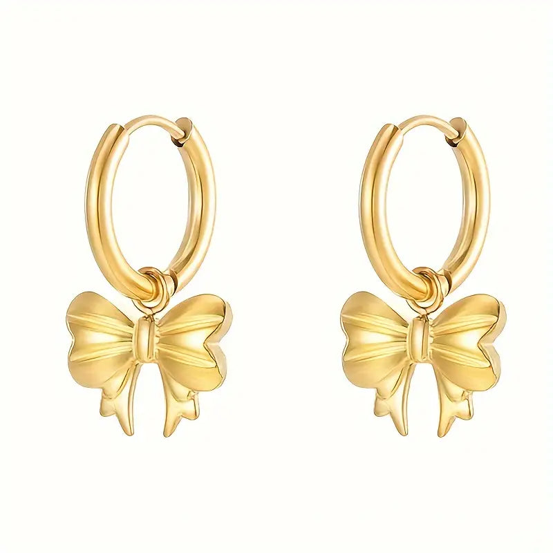 Simple Gold Bow Huggie Earrings