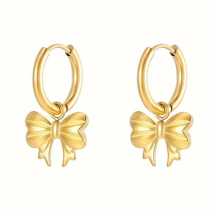 Simple Gold Bow Huggie Earrings