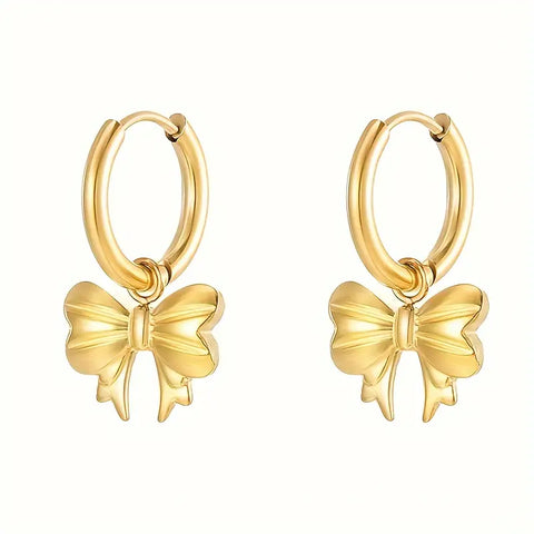 Simple Gold Bow Huggie Earrings