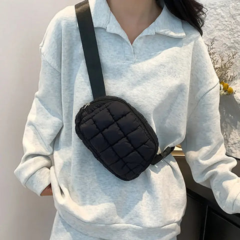 Black Puff Cross Body Sling Bag