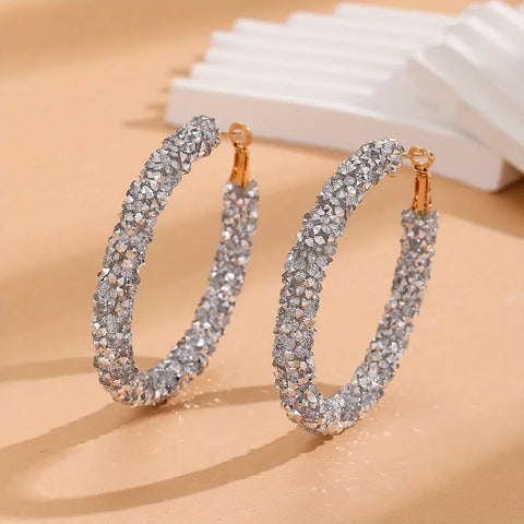 Silver Glitter Hoops