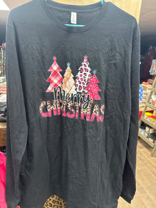 Long Sleeve Pink Christmas Tree Tee