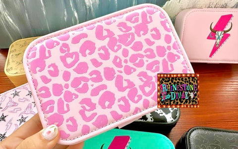 Pink Leopard Leather Jewelry Case