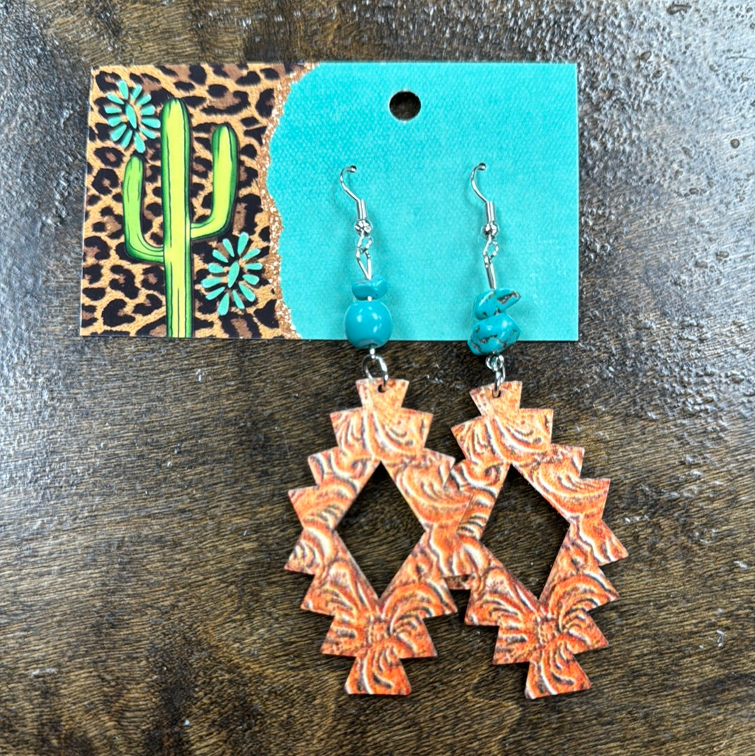 Tooled Aztec Earrings