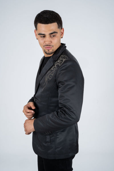 Men's Double Button Rhinestone Black Blazer