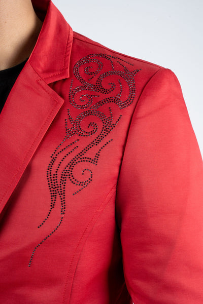 Men's Double Button Rhinestone Red Blazer