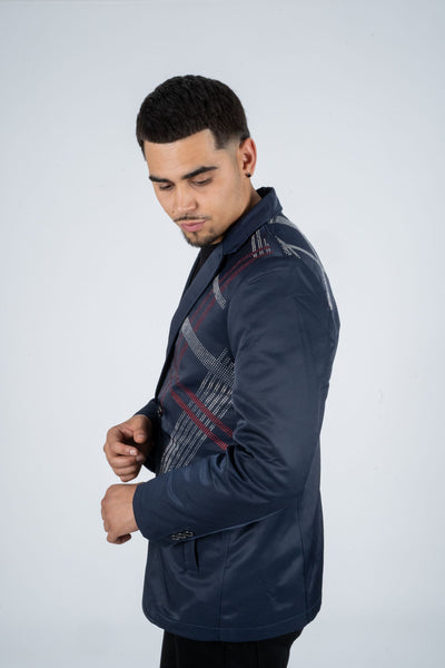 Men's Double Button Rhinestone Navy Blazer