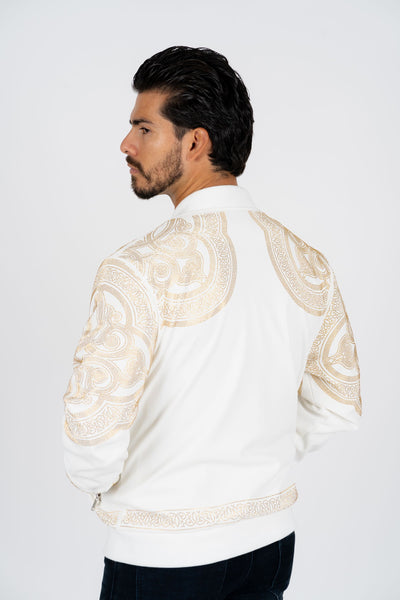 Men's White Rhinestone Bomber Jacket