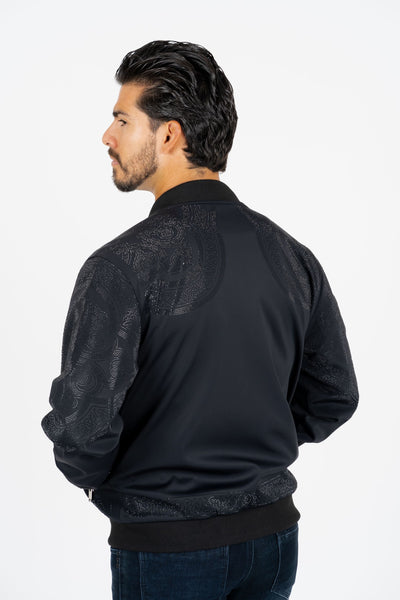 Men's Black Rhinestone Bomber Jacket