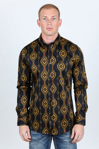 Men’s Legendary Aztec Cotton Spandex Modern Fit shirt - Black