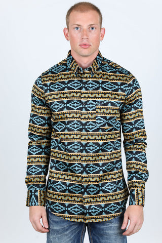 Men’s Legendary Aztec Cotton Spandex Modern Fit shirt - Black