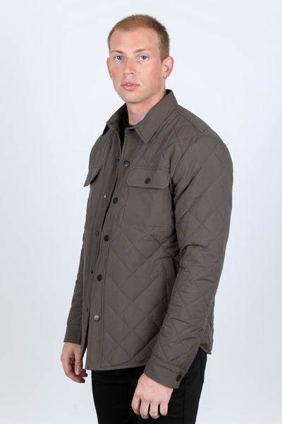 Mens Fur Lined Insulated Overshirt - Brown