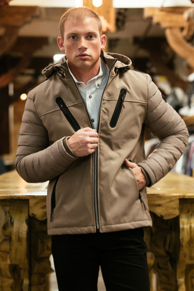 Men's Insulated Lightweight Water-Resistant Softshell Jacket - Mink