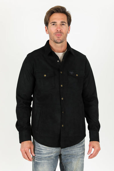 Men's Faux Suede Overshirt - Black