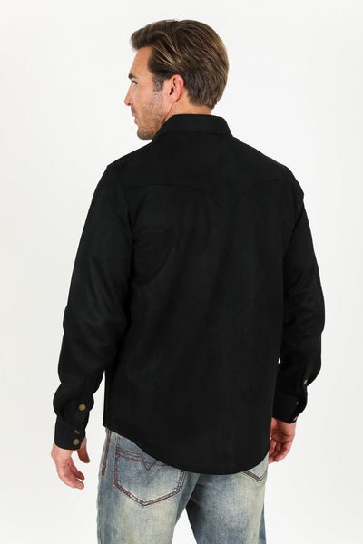 Men's Faux Suede Overshirt - Black