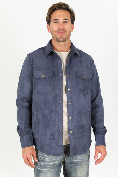 Men's Faux Suede Overshirt - Navy