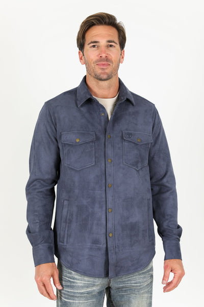 Men's Faux Suede Overshirt - Navy