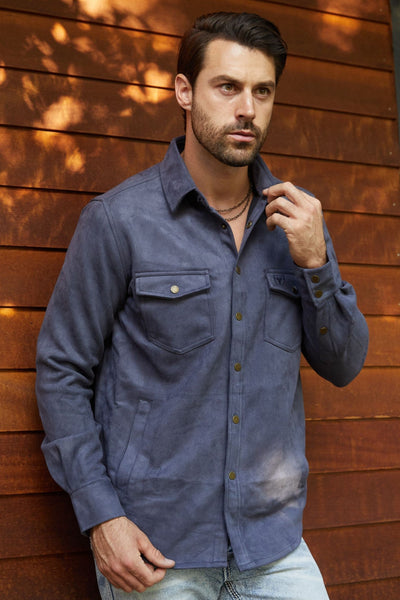 Men's Faux Suede Overshirt - Navy