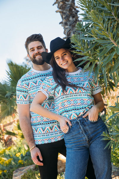 Men's Cotton White Aztec Print T-shirt