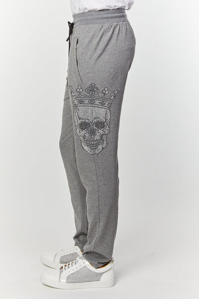 Men's Rhinestones Skull Slim Fit Sweatpants