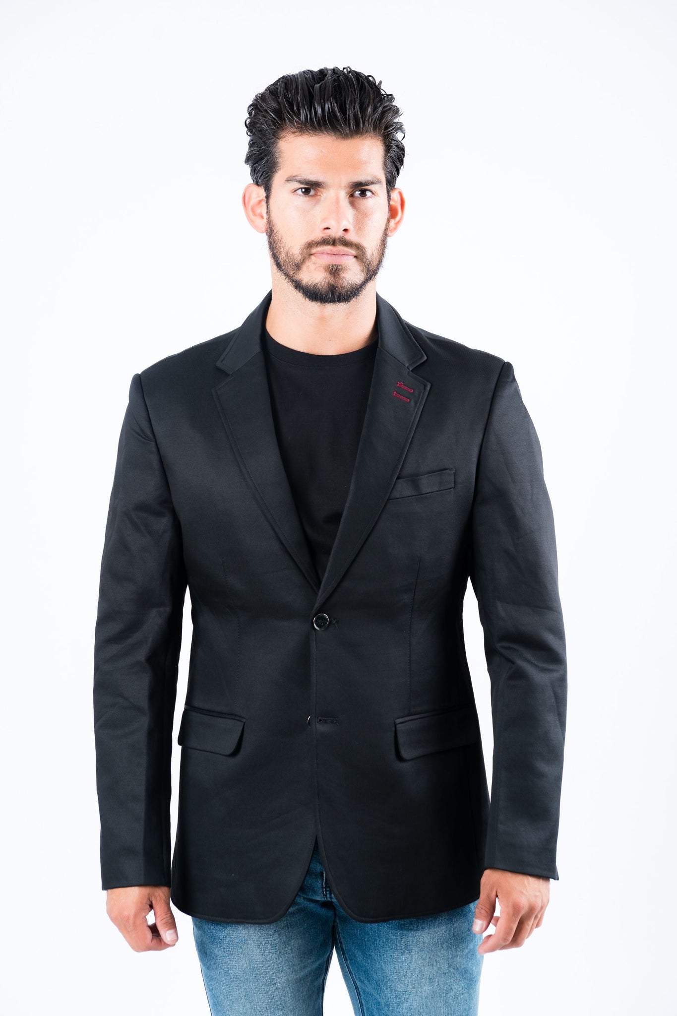 Men's Double Button Black Blazer