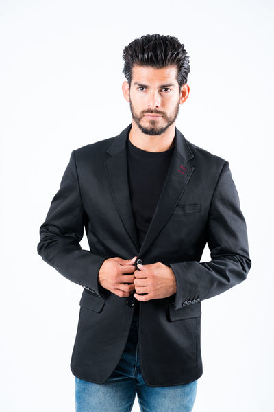 Men's Double Button Black Blazer