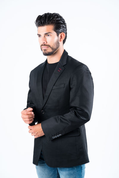 Men's Double Button Black Blazer