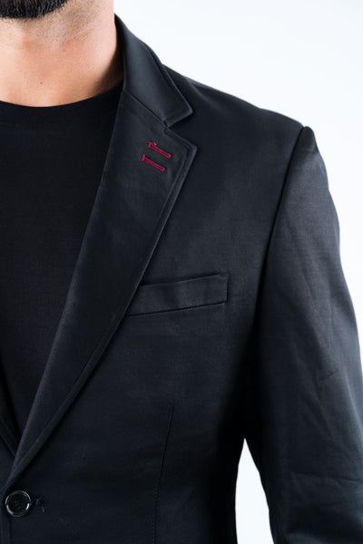 Men's Double Button Black Blazer