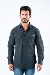 Men's Fishing Charcoal Long Sleeve Shirt