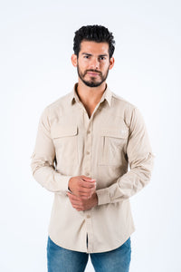 Men's Fishing Khaki Long Sleeve Shirt