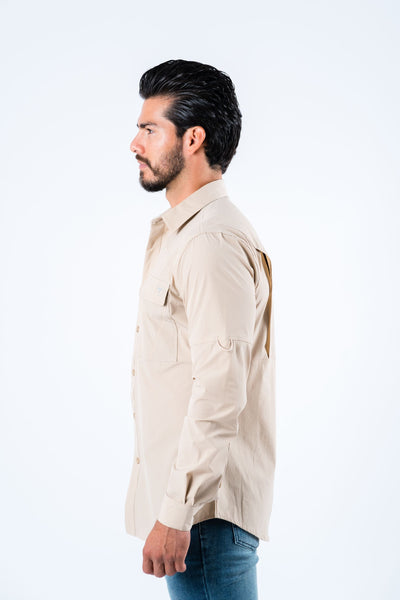 Men's Fishing Khaki Long Sleeve Shirt