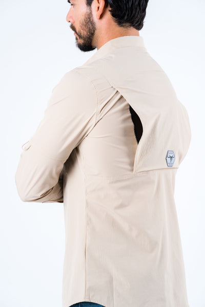 Men's Fishing Khaki Long Sleeve Shirt