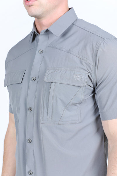 Men's Fishing Light Gray Short Sleeve Shirt