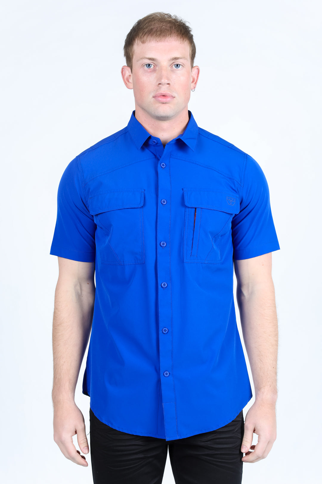 Men's Fishing Royal Blue Short Sleeve Shirt