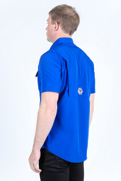 Men's Fishing Royal Blue Short Sleeve Shirt