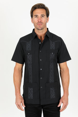 Men's Modern Black GUAYABERA Shirt