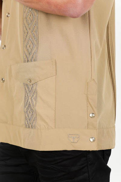 Men's Modern Khaki GUAYABERA Shirt