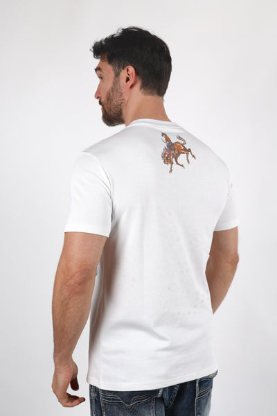 Mens Modern Fit Cotton Stretch Horse-Rider Print T-Shirt