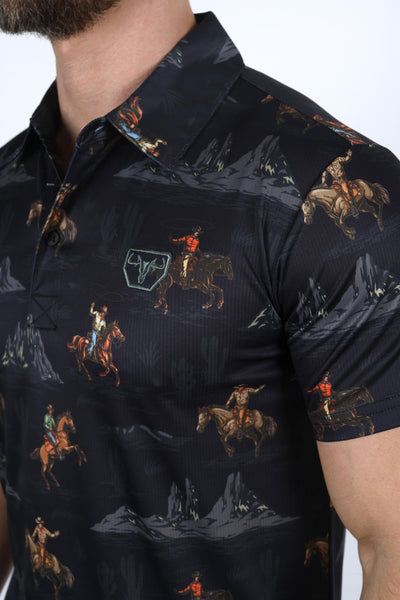 Mens Modern Fit Performance Fabric Desert Monogram Printed Polo