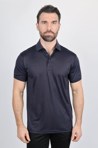 Mens Modern Fit Stretch Full Body Crystals Polo