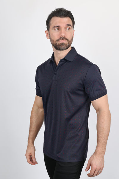 Mens Modern Fit Stretch Full Body Crystals Polo