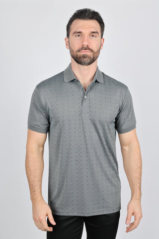 Mens Modern Fit Stretch Full Body Crystals Polo