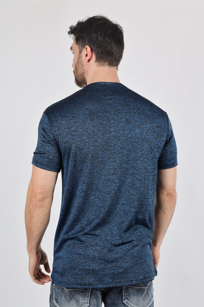 Mens Modern Fit Stretch Henley T-Shirt with Logo