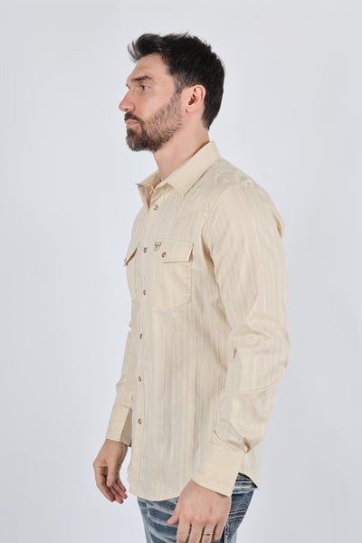 Mens Modern Fit Stretch Lurex Western Long Sleeve Shirt