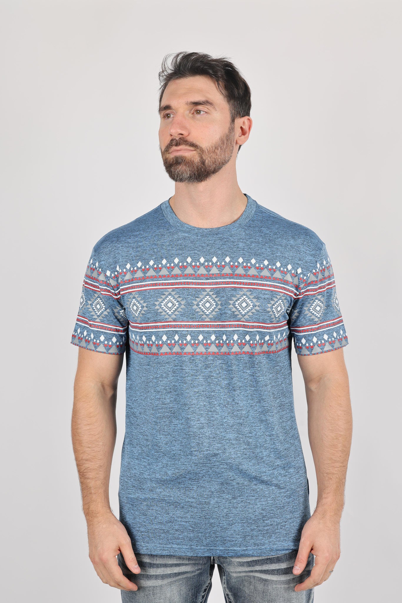 Mens Performance Fabric Modern Fit Stretch Aztec T-Shirt