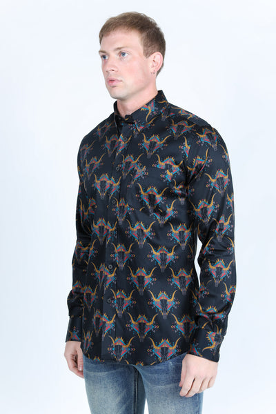 Mens Satin Cotton/Spandex Modern Fit Long Sleeve Shirt